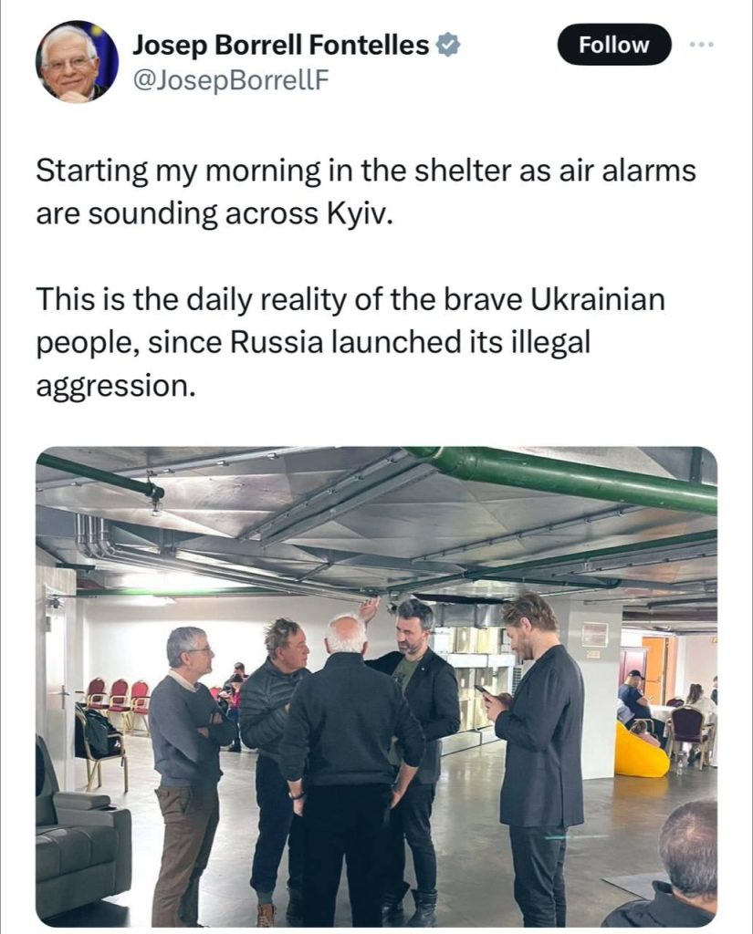 Боррель начал утро с бомбоубежища