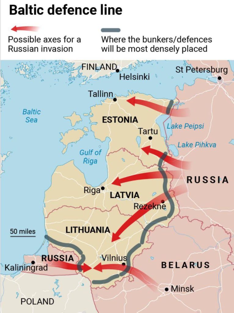 Страны Балтии решили построить на границе России и Белоруссии линию Столтенберга с противотанковыми минами, танковыми заграждениями, также известными как зубы дракона, рвами, траншеями, укрытиями и укреплениями