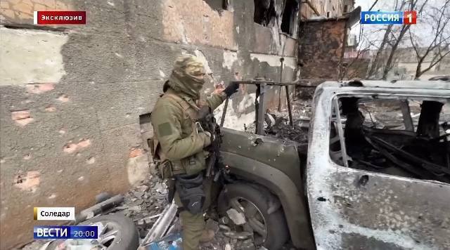Пикап - уничтожен. В городе Соледар Донецкой области