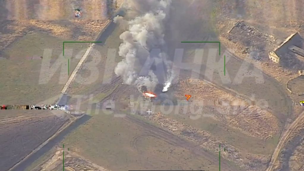 Уничтожение пусковой установки ЗРК NASAMS украинской армии возле села Малышевка в Запорожской области, около 50 км от линии фронта