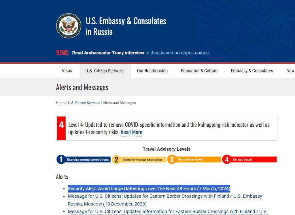 Посольство США в РФ заявило о «террористической угрозе»