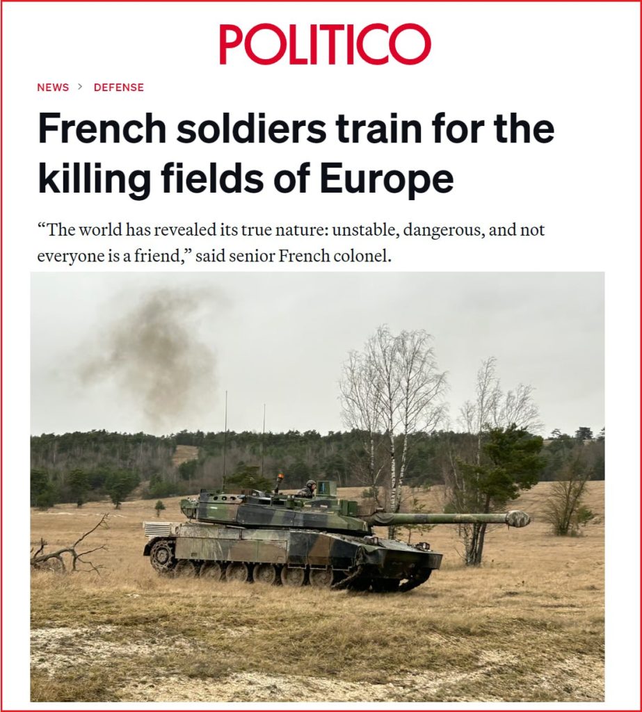 Politico: "Французские войска готовятся к высокоинтенсивному конфликту против врага, который может сравниться с ними по огневой мощи"