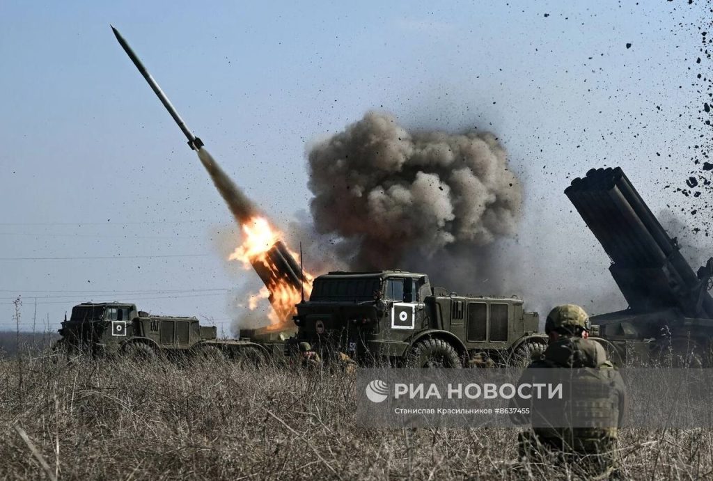 Боевая работа расчёта РСЗО 9К57 «Ураган» Центрального военного округа на Авдеевском направлении