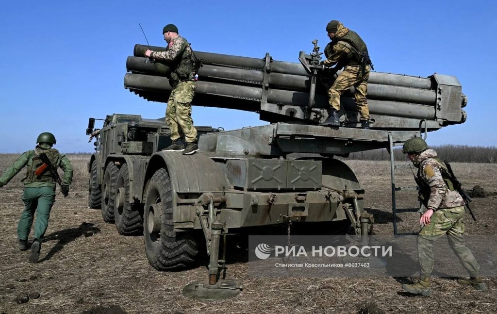 Боевая работа расчёта РСЗО 9К57 «Ураган» Центрального военного округа на Авдеевском направлении