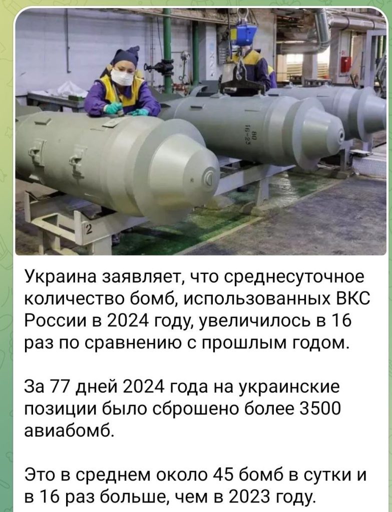 Юрий Подоляка: Россия в 2024 году использует в 16 раз больше авиабомб, чем в 2023-ем...