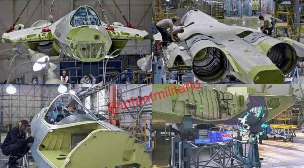 Различные этапы сборки истребителей Су-57 в Филиале ПАО «ОАК» – КнААЗ им. Ю.А. Гагарина