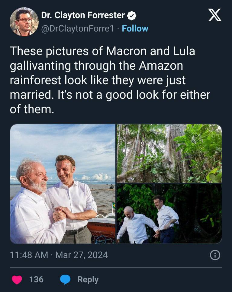 В сети высмеяли совместные фотографии Макрона с президентом Бразилии