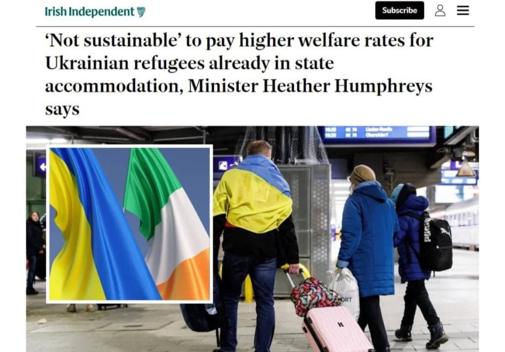 Ирландия в 5,5 раз сократит помощь украинским беженцам – Irish Independent