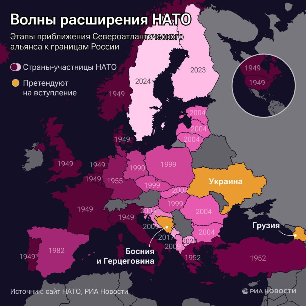 НАТО с момента создания в 1949 году расширялась уже 10 раз