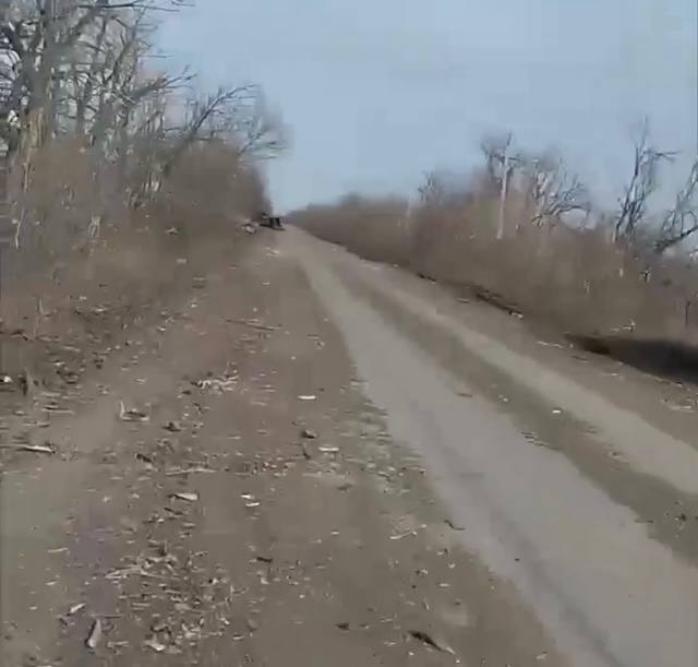 M113 - уничтожен. На трассе O0542 севернее н.п Ласточкино в Донецкой области