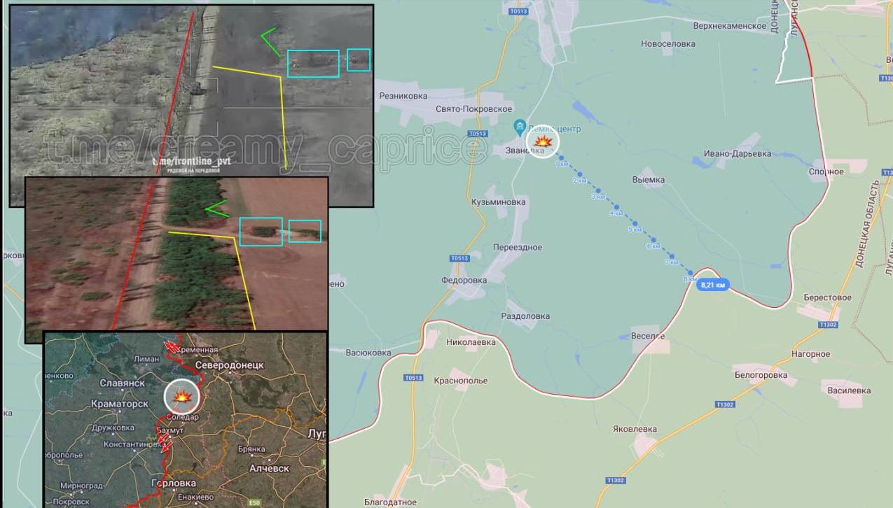 Т-72М1 - уничтожен. Возле с. Звановка Донецкой области