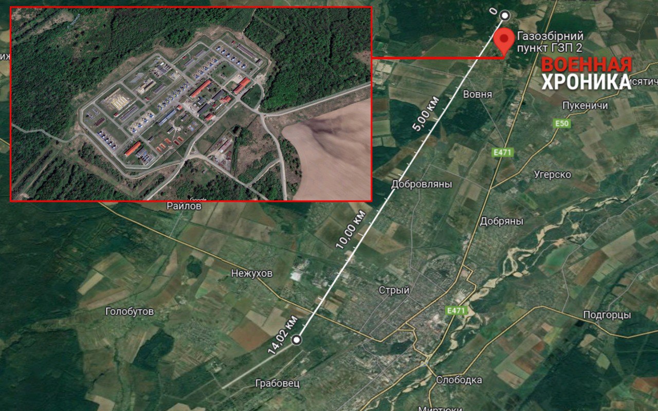 Примечательно, что в 14 километрах от военного аэродрома Стрый находится крупнейшее хранилище газа Украины: Бильче-Волицко-Угерское ПХГ