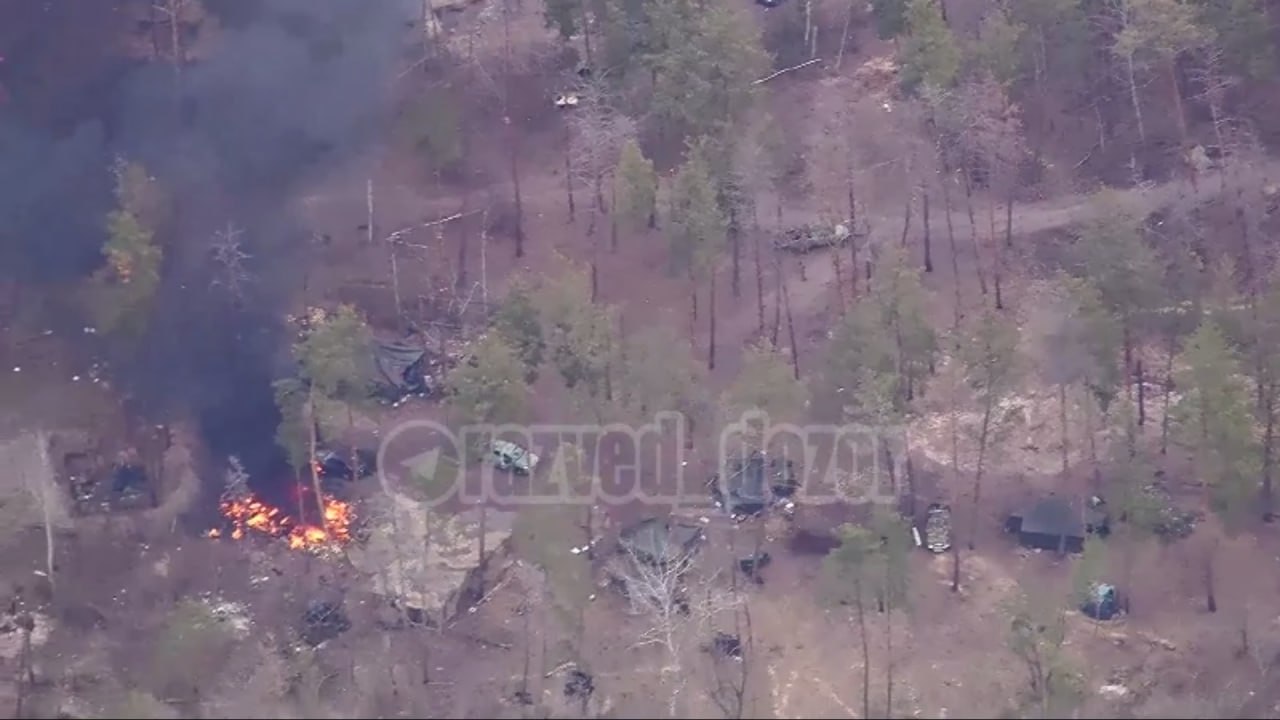 Красивые кадры уничтожения российской авиацией палаточного городка ГУР МО Украины в лесном массиве возле государственной границы
