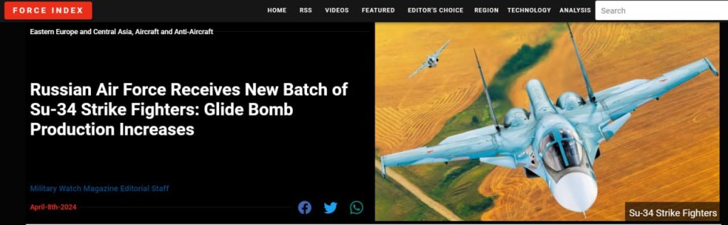 Российские ВКС получили новую партию истребителей-бомбардировщиков Су-34, пишет Military Watch Magazine