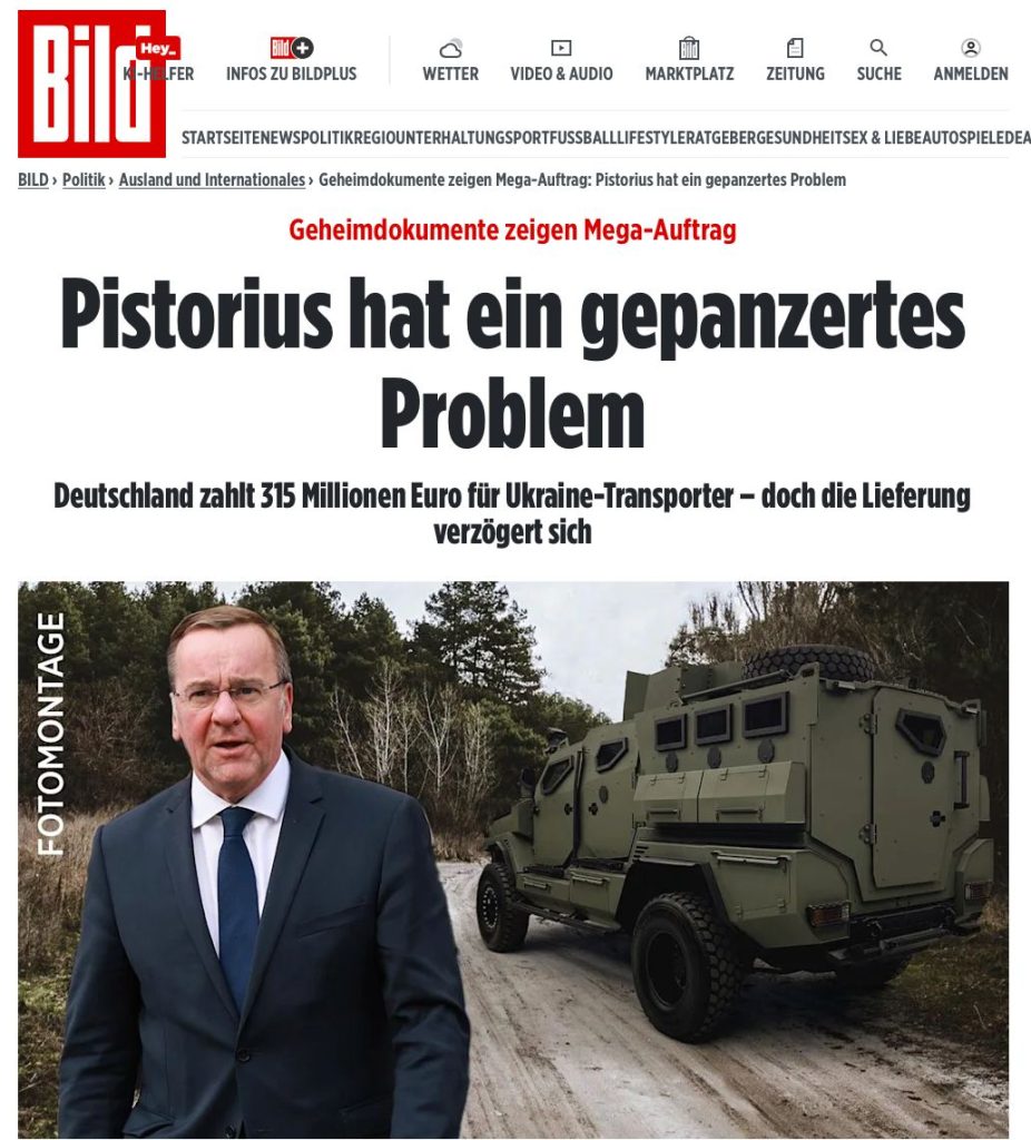 Германия сорвала поставку Киеву 400 бронемашин MRAP