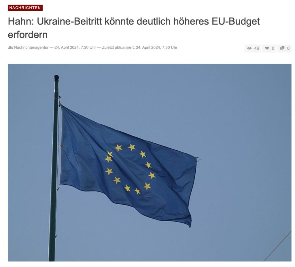 Украине не войдет в ЕС минимум до 2028 года, поскольку для этого нужно 200 млрд евро – еврокомиссар по вопросам бюджета и человеческих ресурсов Йоханнес Хан