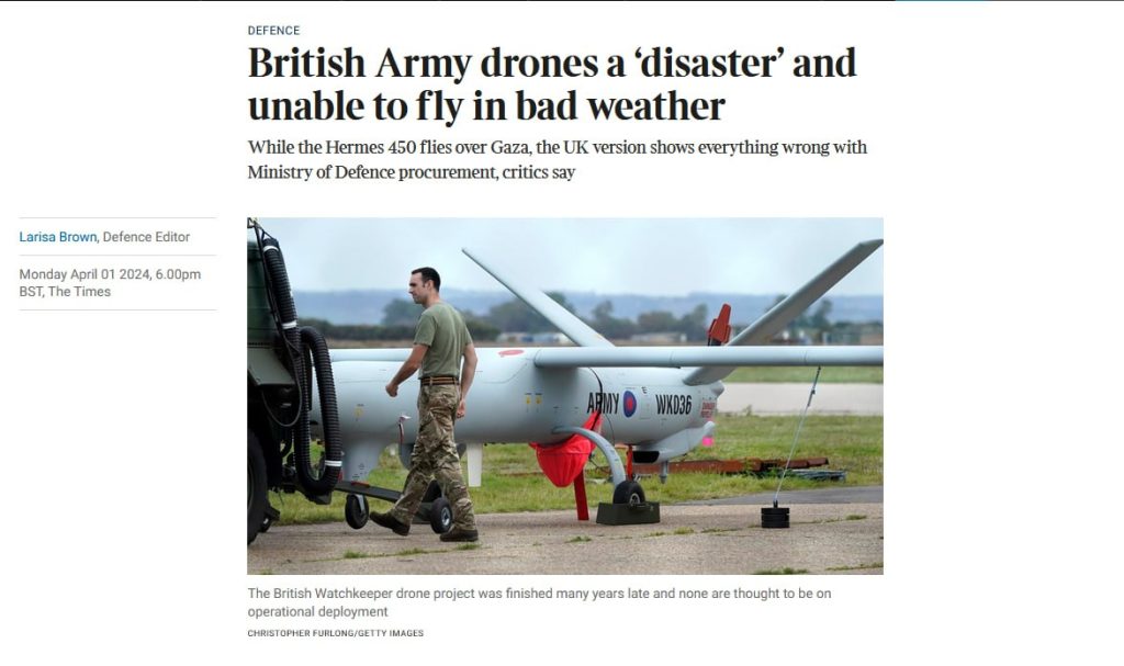 Дорогостоящие британские дроны оказались бесполезны при плохой погоде