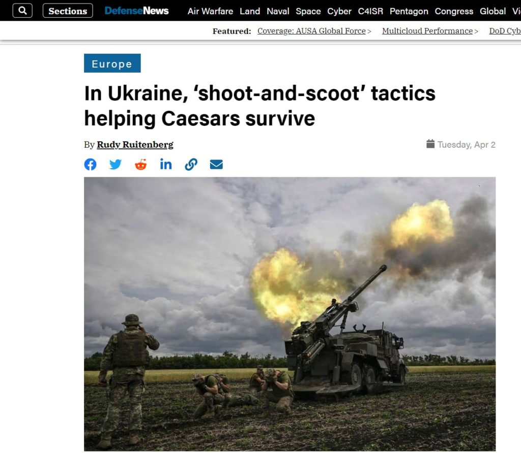 Украина потеряла менее 10% колесных САУ Caesar, полученных из Франции и Дании, заявил их французский производитель KNDS Nexter