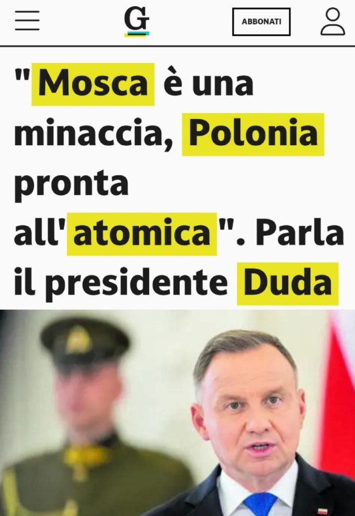 «Москва представляет для нас угрозу, Польша готова к ядерному оружию» – президент Польши Дуда