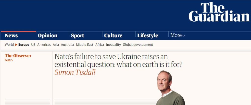 Guardian: неспособность НАТО помочь Украине заставляет сомневаться в необходимости существования альянса