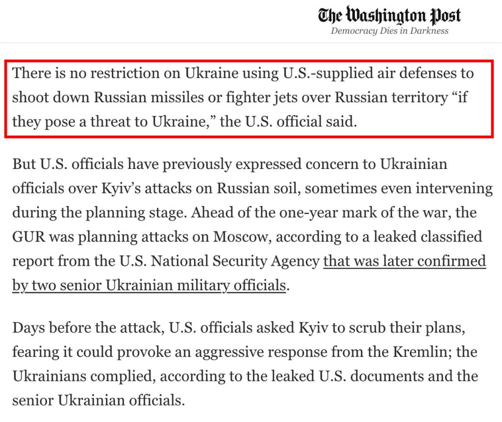 США разрешили Украине использовать американские ЗРК для поражения целей на территории России — The Washington Post