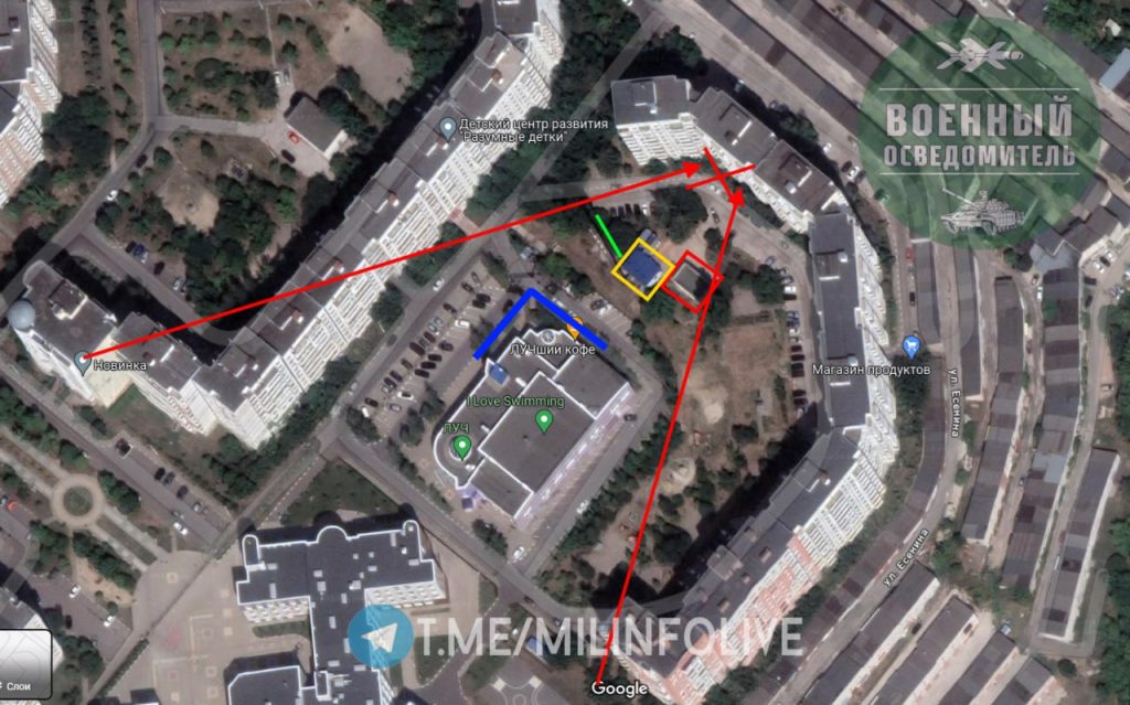 Геолокация места удара по жилому дому № 55А по улице Щорса в Белгороде