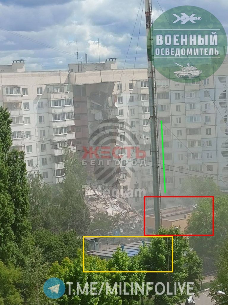 Геолокация места удара по жилому дому № 55А по улице Щорса в Белгороде