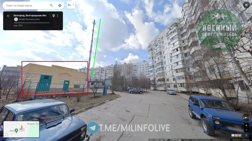 Геолокация места удара по жилому дому № 55А по улице Щорса в Белгороде