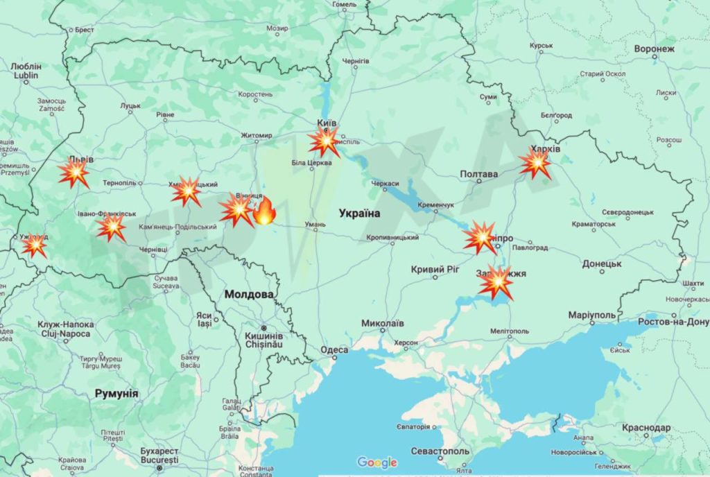 Карта ночных ударов наших ВКС РФ