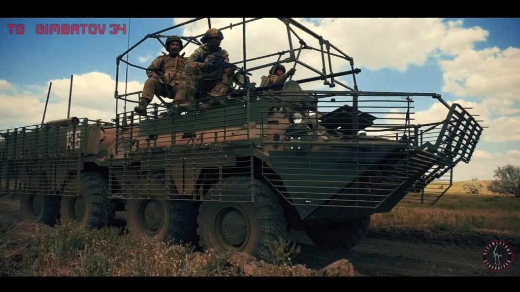 Бронетранспортёры БТР-82А штурмового отряда «Бессмертный Сталинград» на 244-ом общевойсковом полигоне «Прудбой» Южного военного округа