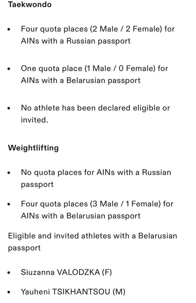 МОК объявил о том, что официально допускает 14 российских спортсменов в нейтральном статусе к участию на Олимпийских играх в Париже