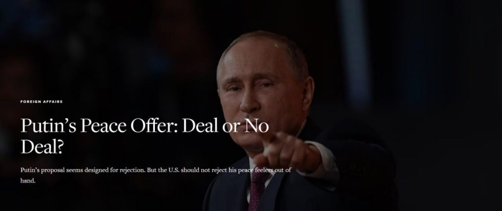 Украине стоит принять предложение Путина, учитывая ее положение – The American Conservative