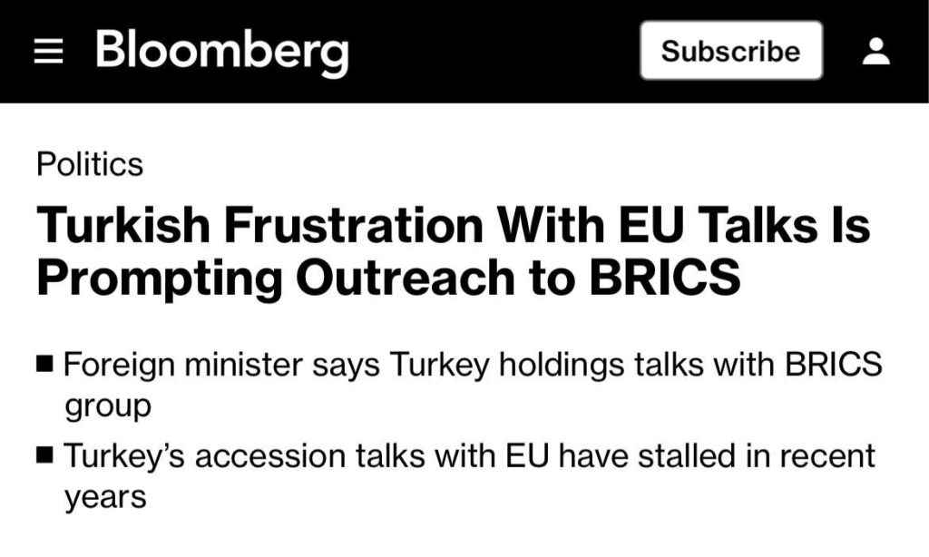 Турция решила примкнуть к БРИКС, разочаровавшись в ЕС
