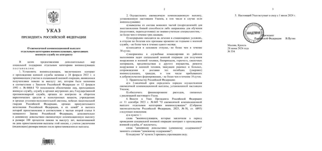 Путин подписал указ о ежемесячной компенсационной выплате военным, проходящим службу по контракту