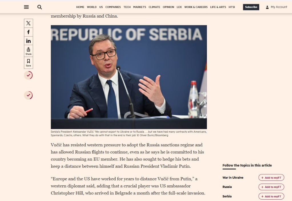 Европа и США потратили годы на то, чтобы лишить Путина друга