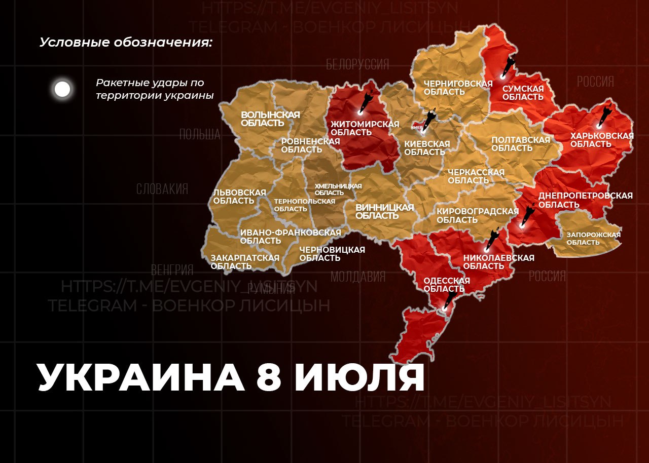 Итоги ракетных ударов по Украине 08.07.2024