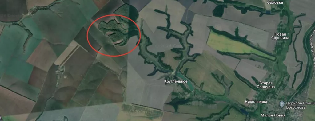 Удар кассетным боеприпасом из РСЗО «Торнадо-С» по военной колонне ВСУ в окрестностях деревни Кругленькое Курской области