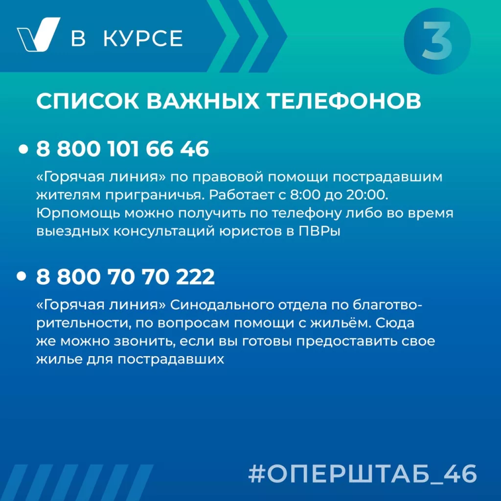 Курская область, врио губернатора: публикую важные телефоны, по которым жители приграничья могут получить информацию и помощь