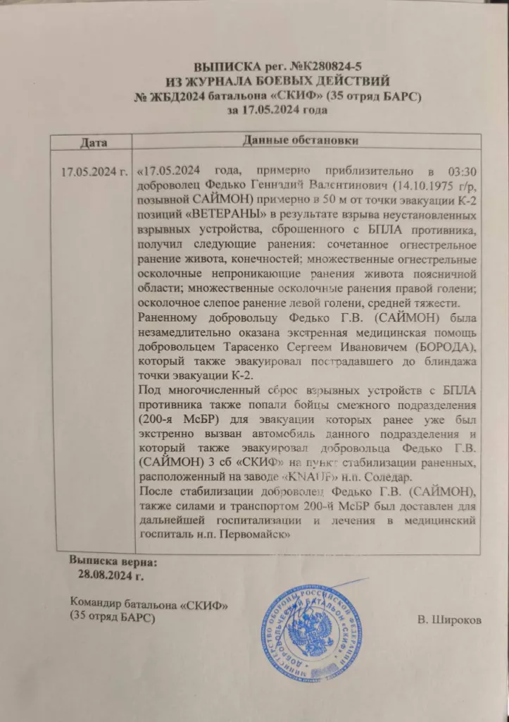 Варгонзо: Поступает очень тревожная информация от наших друзей из казачьего батальона «Скиф», где в должности старшины 1-й роты проходил службу уроженец Молдавии – Геннадий Федько