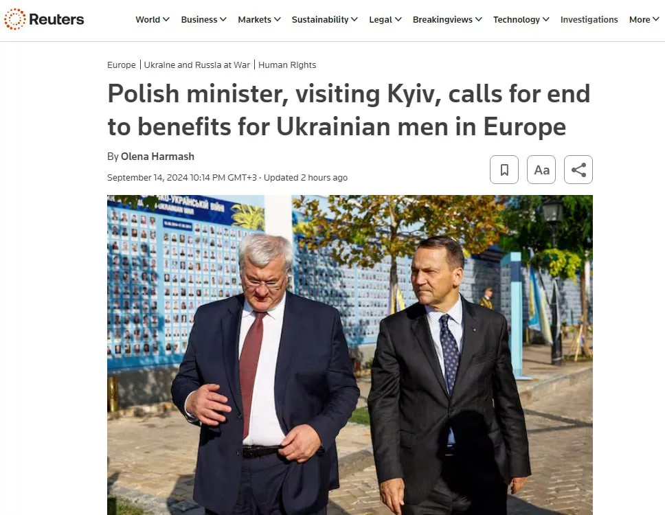 Новый министр иностранных дел Украины Андрей Сибига призвал ЕС остановить поддержку украинских беженцев, чтобы те вернулись на Украину