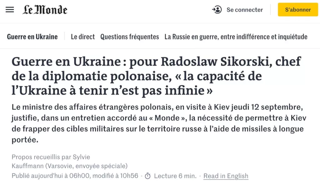 Глава МИД Польши в интервью французской газете Le Monde заявил о необходимости отменить выплаты для украинских беженцев, чтобы вынудить их вернуться домой и воевать
