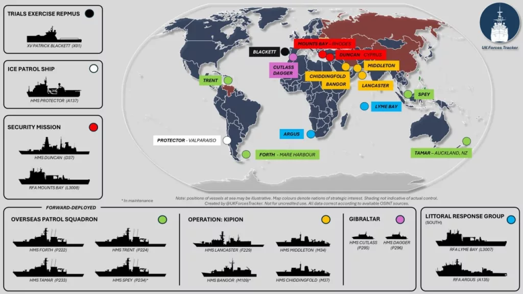 Дислокация ВМФ Великобритании на текущий момент