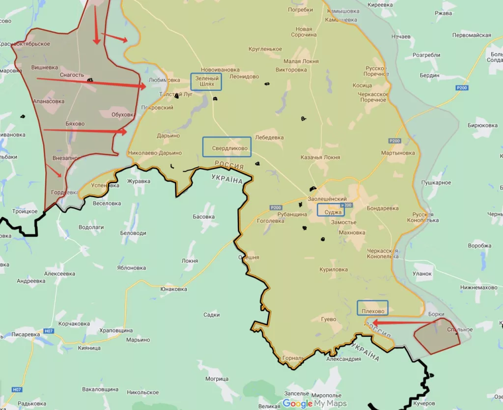 Курская область: Противник признает продвижение наших войск от н.п. Борки к н.п. Плехово