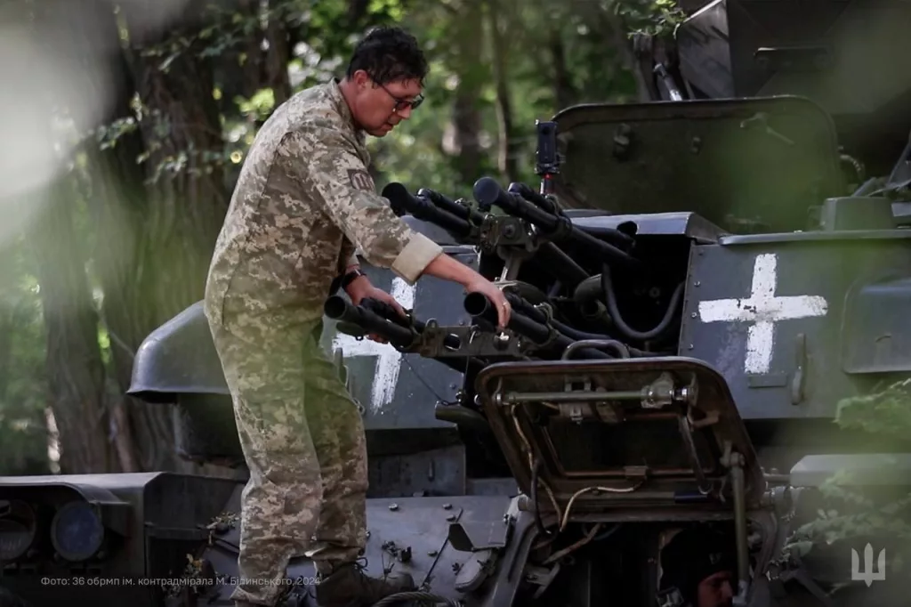 Зенитная самоходная установка ЗСУ-23-4 «Шилка» на вооружении 36 ОБрМП ВСУ