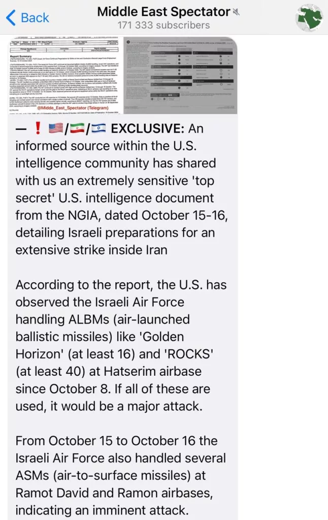 ФБР расследует утечку секретных документов о подготовке Израиля к возможной атаке по иранским объектам – заявил спикер Палаты представителей США Майк Джонсон