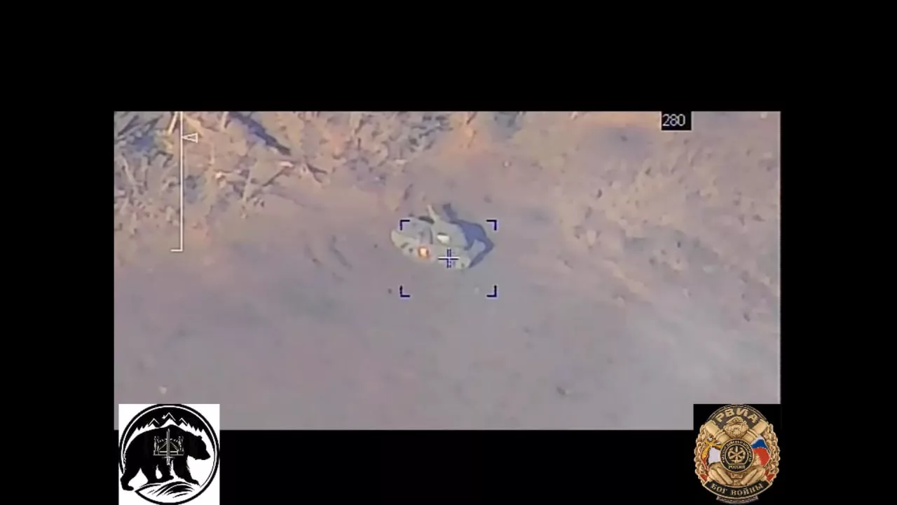 Уничтожение танка Leopard 2A4 попаданием 152-мм УАС "Краснополь" из орудия 291-й артиллерийской бригады в окрестностях села Победа на Марьинском направлении