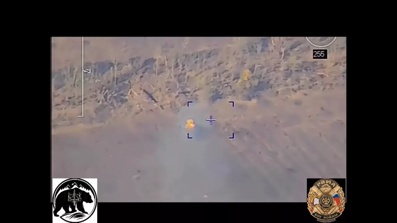 Уничтожение танка Leopard 2A4 попаданием 152-мм УАС "Краснополь" из орудия 291-й артиллерийской бригады в окрестностях села Победа на Марьинском направлении