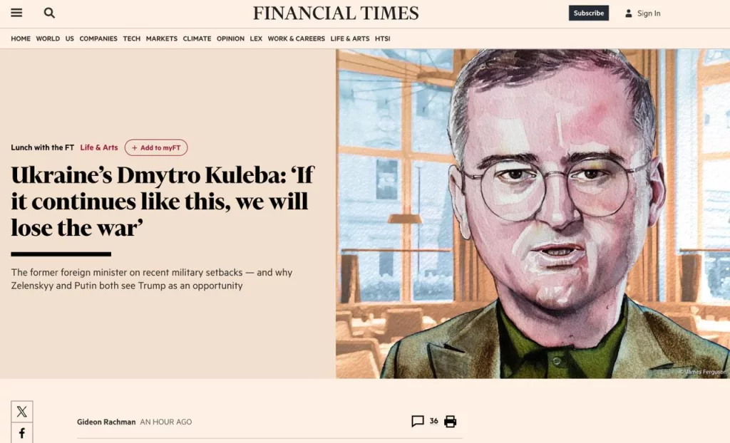 «Если все будет продолжаться, как сейчас, мы проиграем войну», – заявил Кулеба