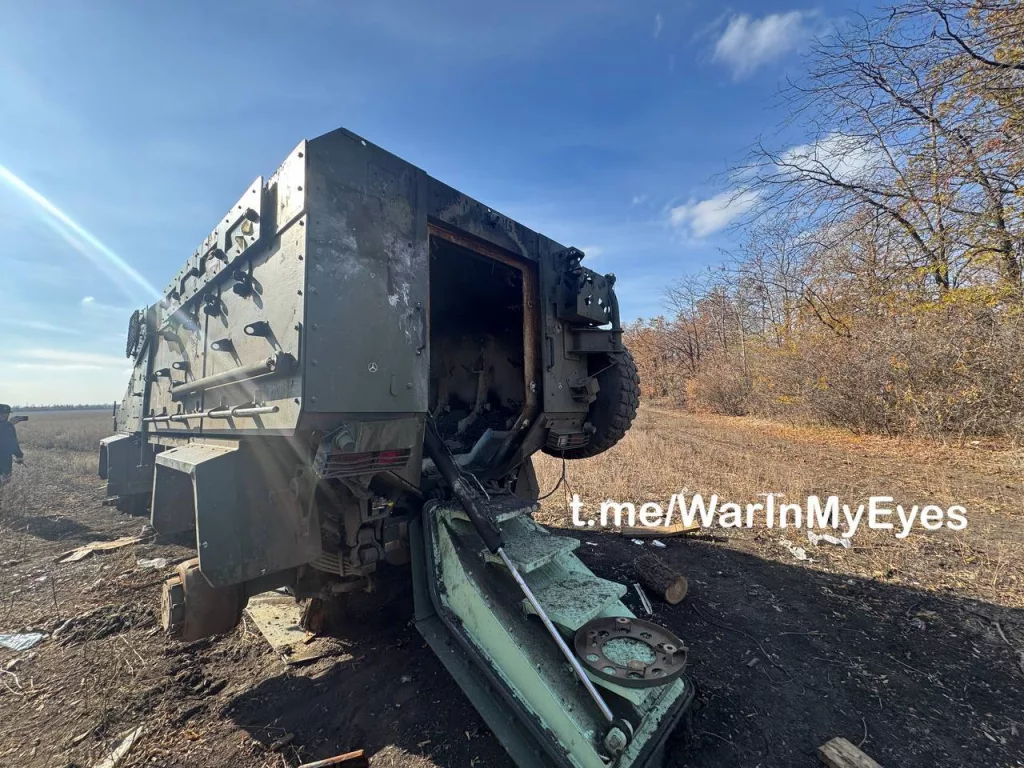 Ещё один уничтоженный турецкий MRAP BMC Kirpi ВСУ рядом с н.п. Калиново на Донбассе