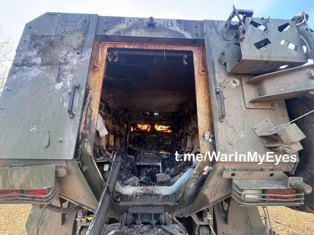 Ещё один уничтоженный турецкий MRAP BMC Kirpi ВСУ рядом с н.п. Калиново на Донбассе